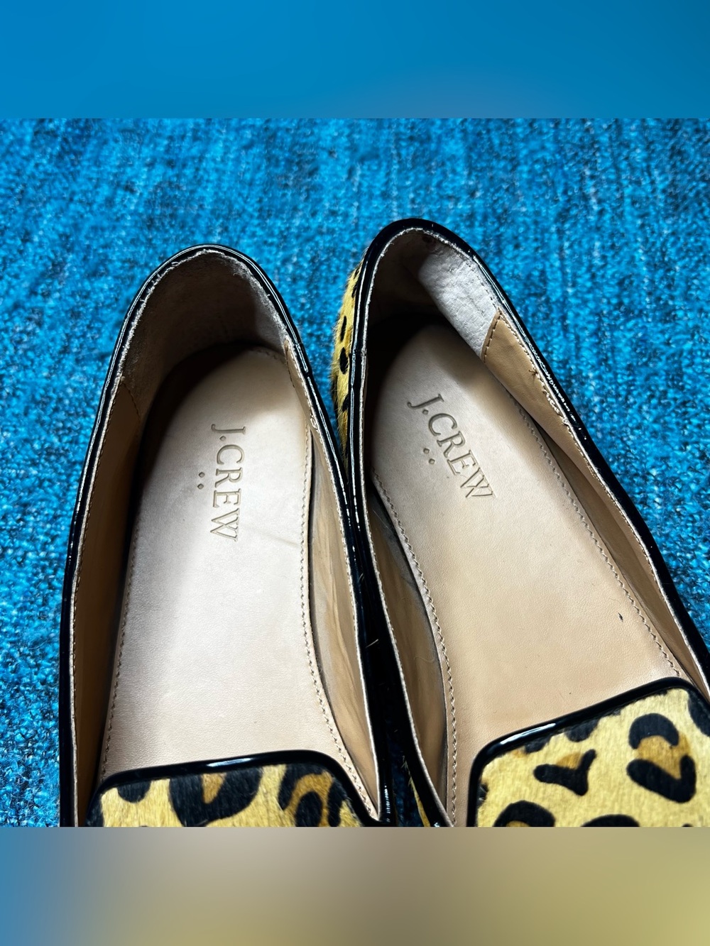 J.Crew Leopard Print Calf Hair Leather Flats Tan Black Women's 6.5 Style E1341 - Picture 5 of 10